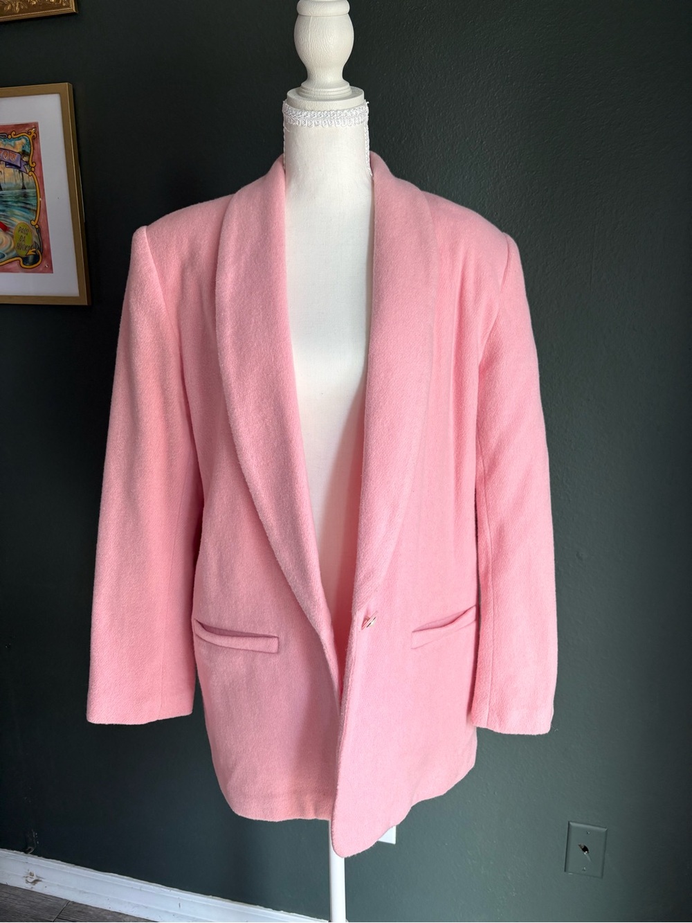 VTG Lucia Pink Oversized Blazer Shoulder Pad Women’s Retro 90s